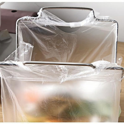 Tabletop Trash Bag Holder-Folding Stainless Steel Trash Bag Holder 11" Garbage Storage Metal Bracket for Countertop,Kitchen,Waste,Living Room,Dining Room,Bar Counter,Indoor Outdoor (Sliver)