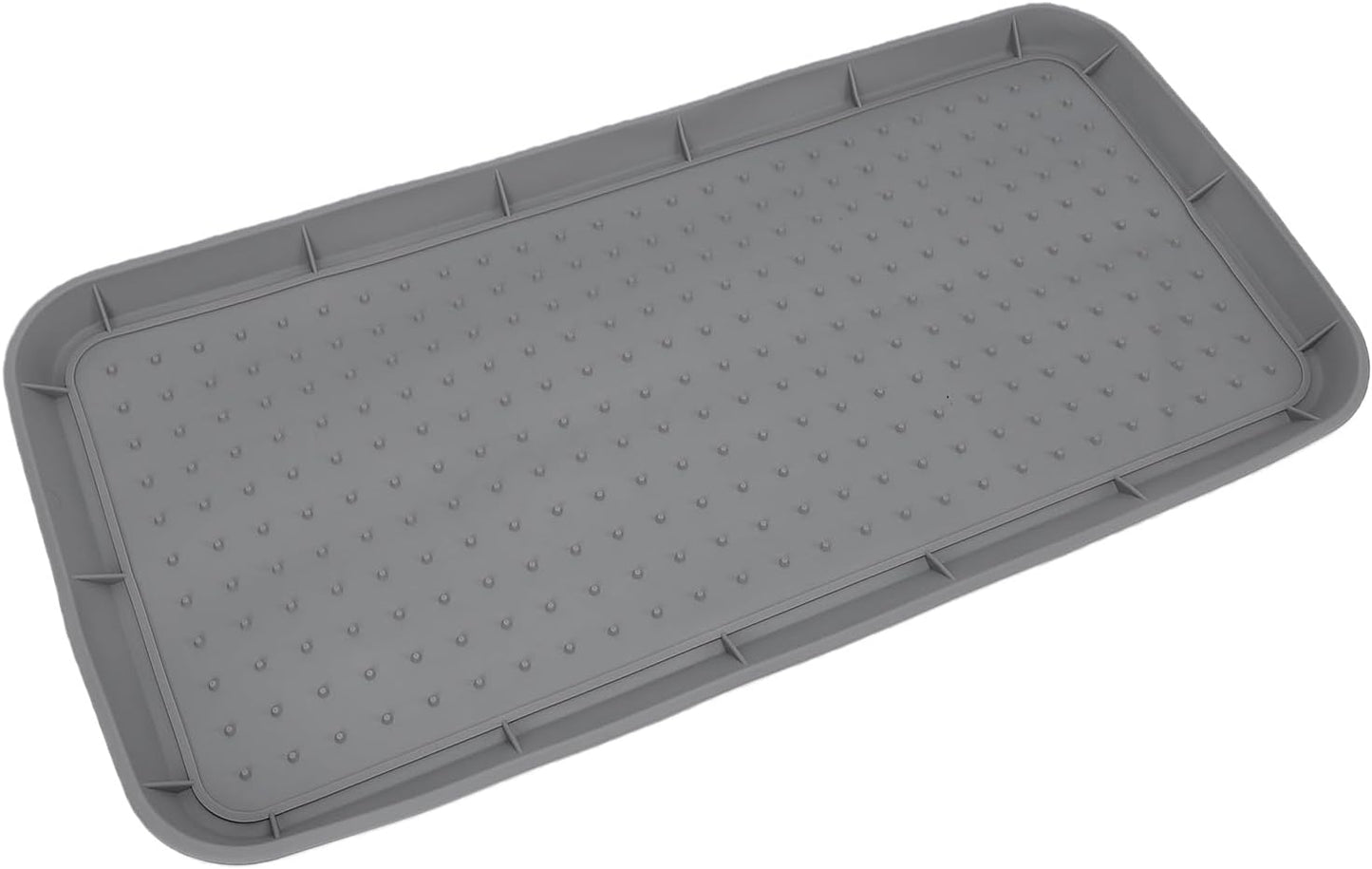 Vikye Silicone Shoe Tray, 30x15 Heavy Duty Boot Mat and Multipurpose Utility Tray with Raised Edges, for Entryway Mudroom Indoor Outdoor Use (Grey)
