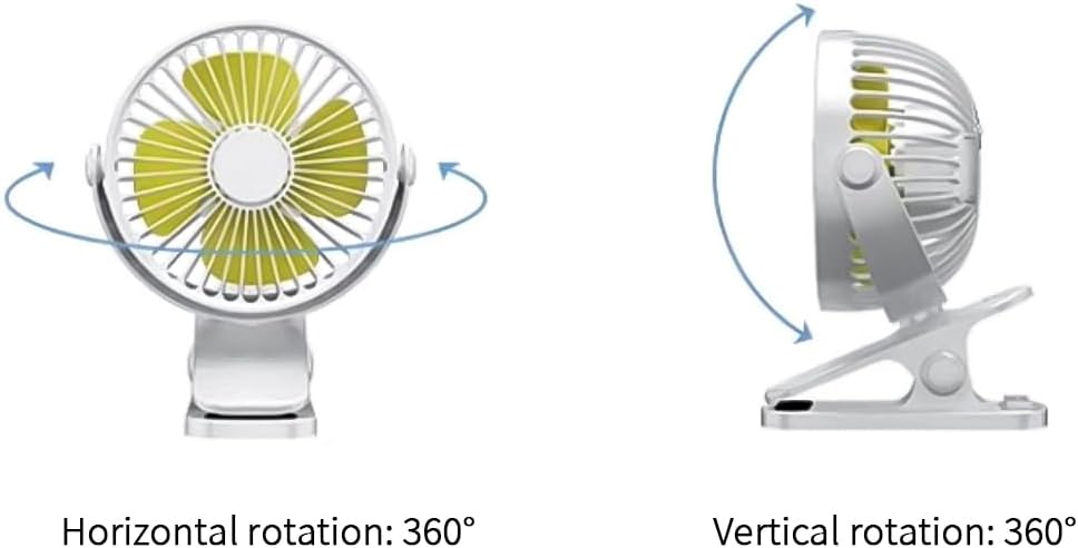Compact USB Rechargeable Clip on Fan, 6 Inches Portable Personal Fan for Outdoors, Car Seat, Gym - Black