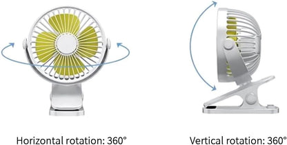 Compact USB Rechargeable Clip on Fan, 6 Inches Portable Personal Fan for Outdoors, Car Seat, Gym - Black