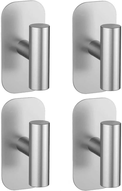 Adhesive Towel Hooks for Shower,Waterproof Heavy Duty Bathroom Hooks,Wall Mounted Sticky Hangers for Coats/Aprons/Robes,No Drilling(Black,2 Pack)