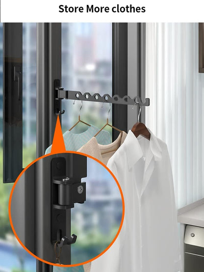 Dr.DJ Wall Mount Coat Hanger Holder Silver Clothes Drying Organizer Rack Garment Hooks Aluminium Retractable Folding Indoor Wall Mounted Hanger Space Saver for Laundry Room Bedroom (2 Racks) Silver