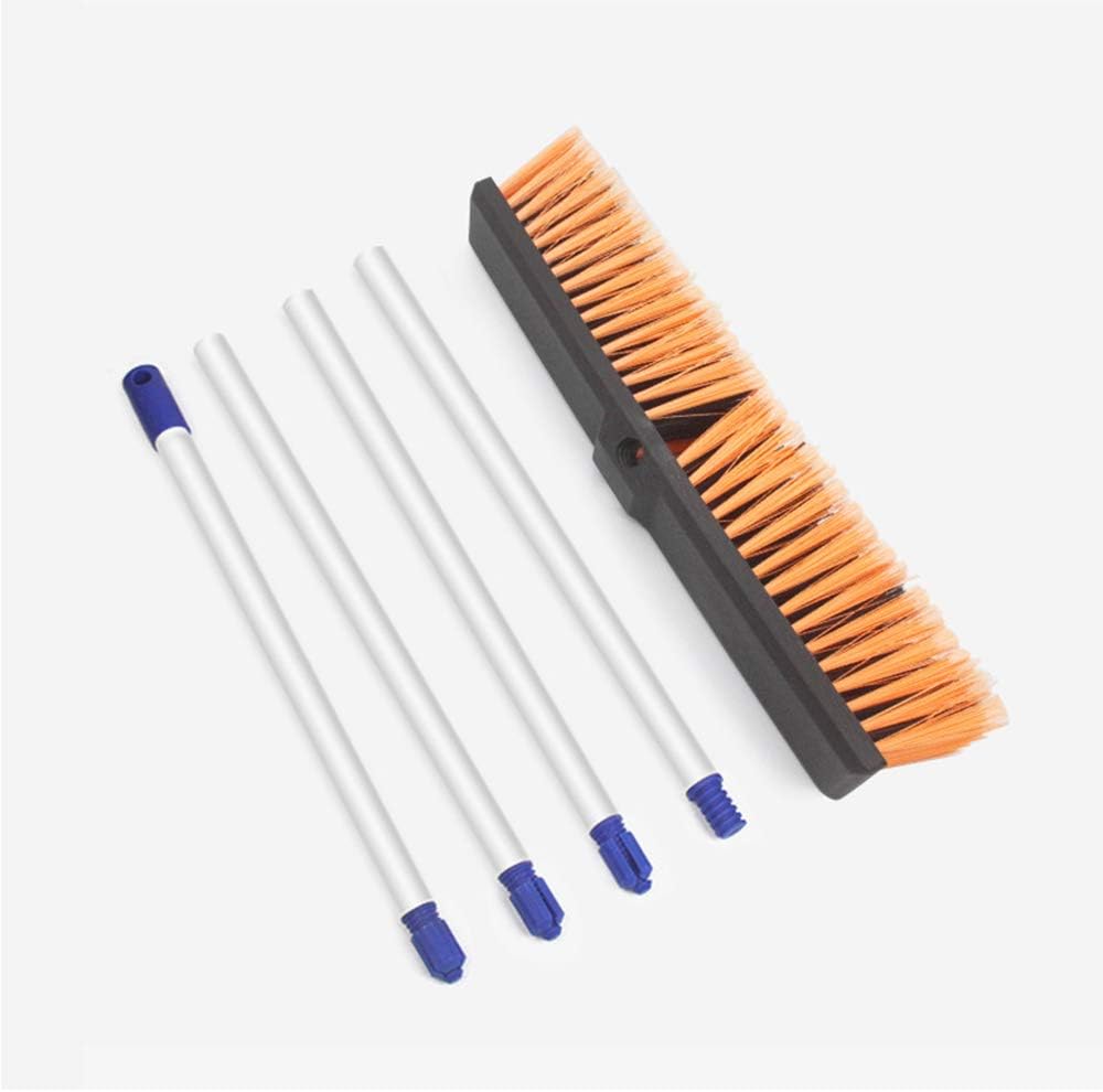 18 Inch Push Broom Brush Outdoor Heavy Duty Broom Stiff Bristles Commercial Outdoor Broom Brush for Cleaning Garage Driveway Yard Patio Deck Concrete Wood Stone Floor with 63" Long Handle