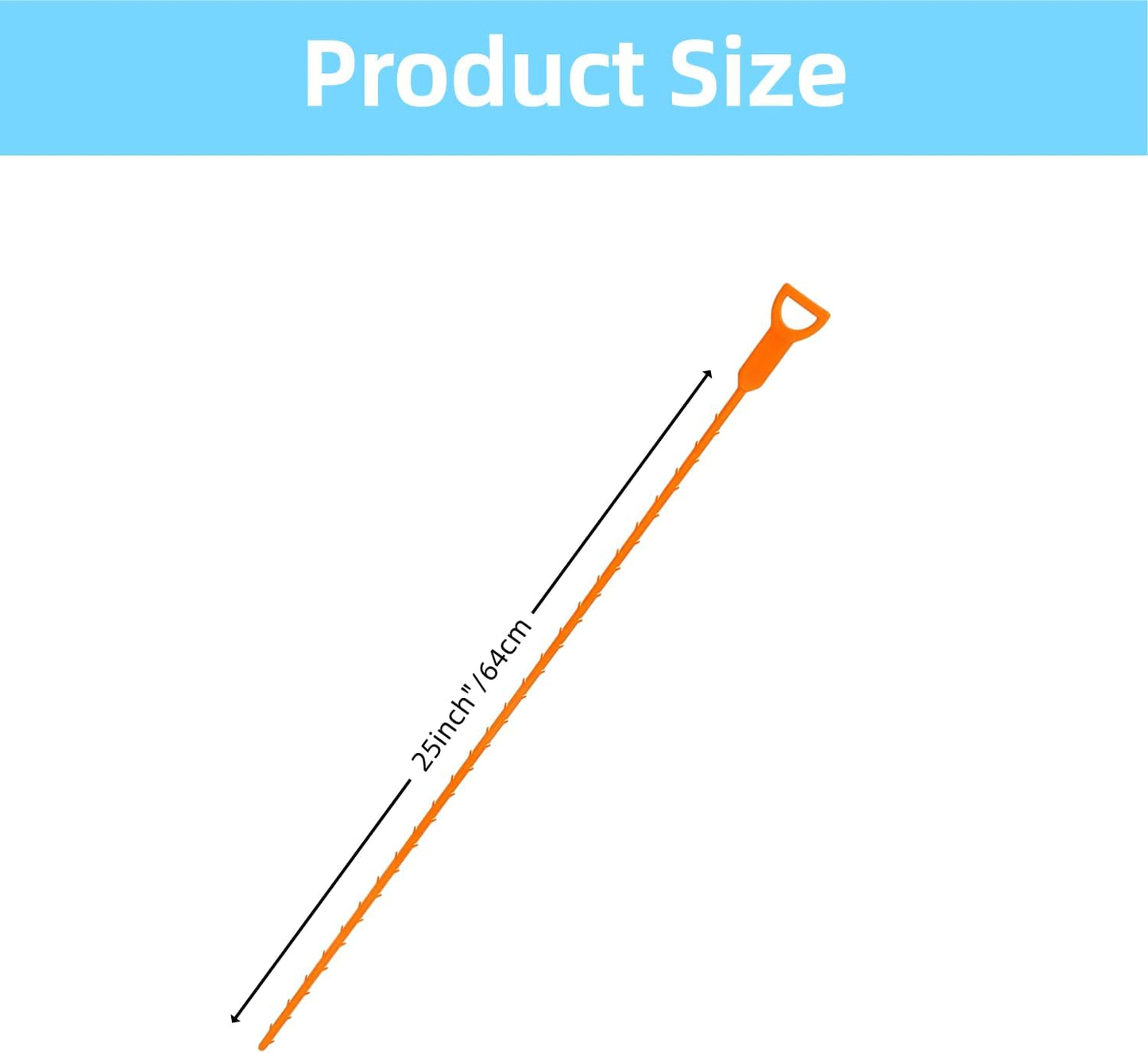 8 Pack 25 Inch Drain Snake Clog Remover Tool,Hair Cleaner for Shower, Kitchen Sink, Bathtub and Bathroom, Flexible Plastic Drain Auger Cleaning Tool