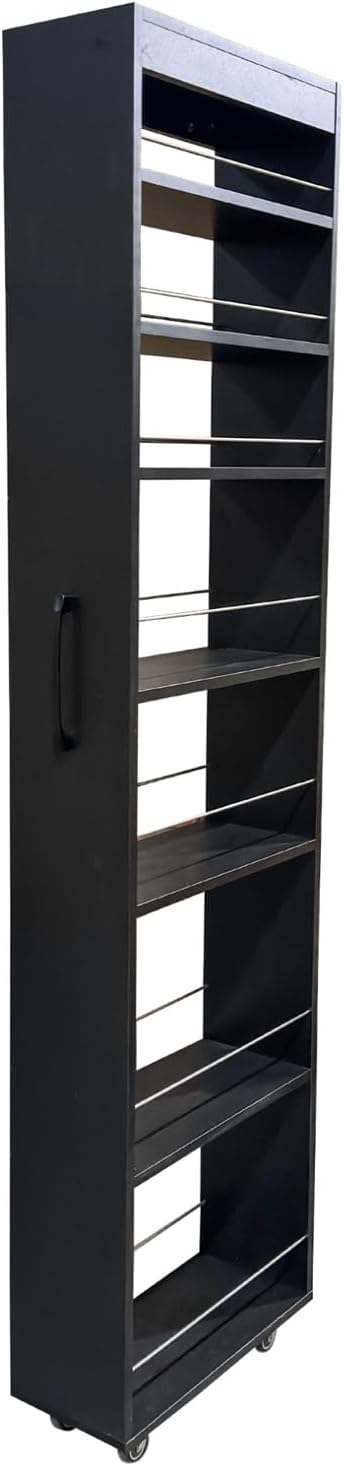 7 Tier Slim Rolling Storage Cart - Kitchen & Pantry Organizer, Narrow Storage Cabinet with Handle & Wheels, Spice Pull-Out Rack Next to Fridge Storage Shelf (White A-7 Tier Shelf Unit)