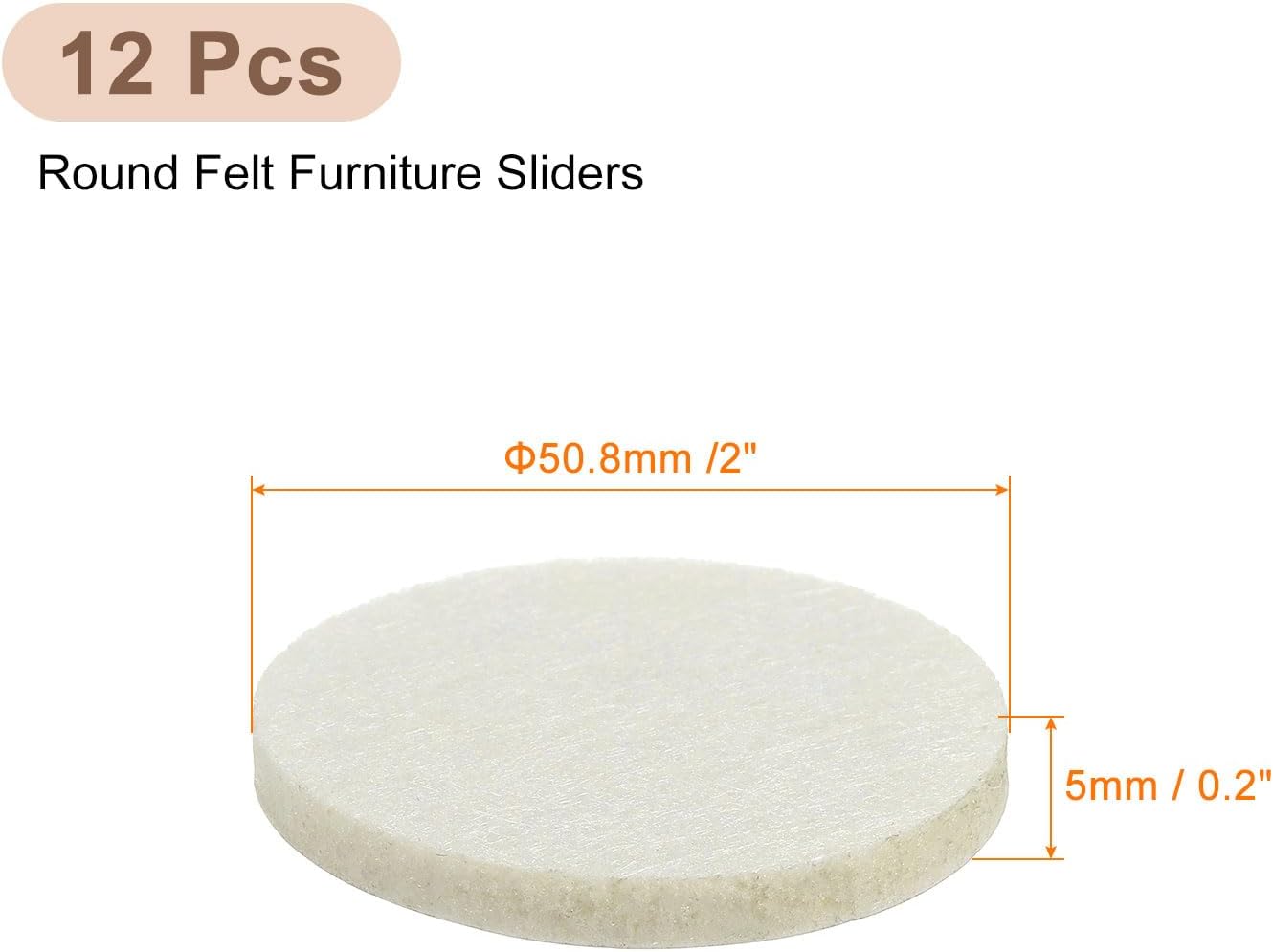 uxcell Furniture Pads, 50Pcs 1.25" - Round Self Adhesive Felt Furniture Pads, Floor Protectors for Furniture Feet Chairs Legs Hardwood Floors (Beige)