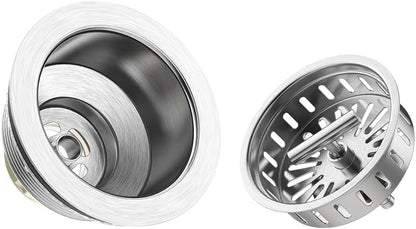 KONE 3-1/2 Inch Kitchen Sink Drain Strainer Assembly Made by All Stainless Steel with Strainer Basket/Drain Stopper, Replacement for Standard Commercial Drains