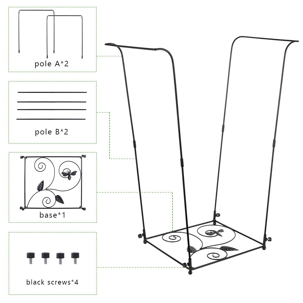 Trash Bag Holder, Garbage Bag Holder, Metal Leaf Bag Holder Stand | Portable Trash Bag Holder for 30-45 Gallon for Lawn, Yard, Camping, Outdoor, S-Shape Base