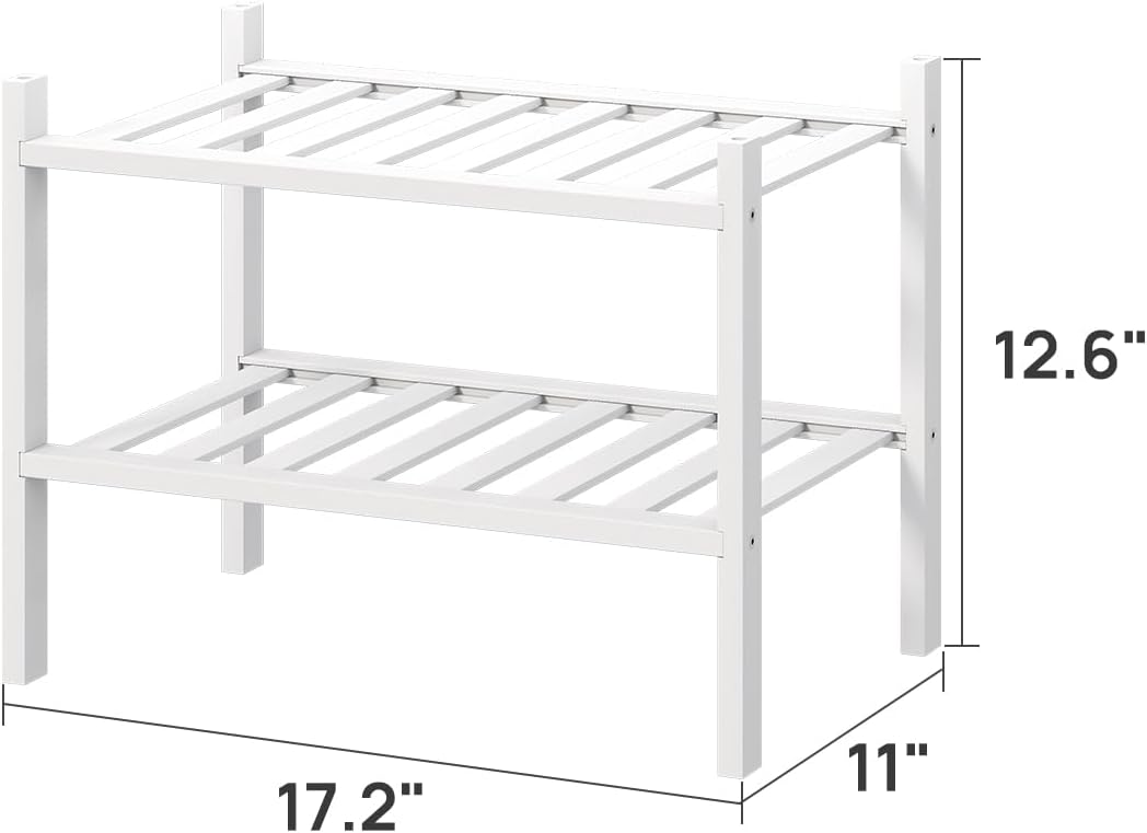 viewcare 3-Tier Black Bamboo Shoe Rack for Entryway, Stackable | Foldable | Natural, Shoe Shelf Storage Organizer for Hallway Closet, Free Standing Shoe Racks for Indoor Outdoor