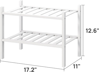 viewcare 3-Tier Black Bamboo Shoe Rack for Entryway, Stackable | Foldable | Natural, Shoe Shelf Storage Organizer for Hallway Closet, Free Standing Shoe Racks for Indoor Outdoor