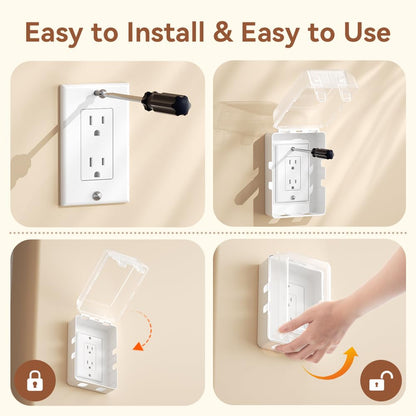 Mom's Choice Gold Awards Winner - EUDEMON 1 Pack Updated Baby Safety Electrical Outlet Cover Box Childproof Plug Cover - More Space for Large Plugs Easy to Install & Use (White)