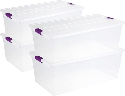 Sterilite 8-Pack 60 Quart ClearView Latch Box, Wheeled Underbed Organizer Bins with Latching Lids - Clear Plastic Organization Containers for Closet, Bedroom, Shelving Units and Everyday Home Storage