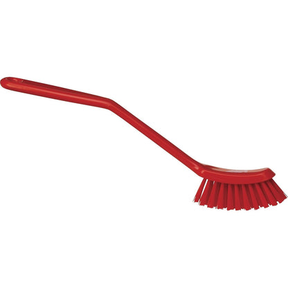 Vikan - Fine Dish Brush - Heavy-Duty, Narrow, Slip-Resistant Cleaning Brush, Polypropylene, Polyester Bristle, 11 Inch, Red, (42874)