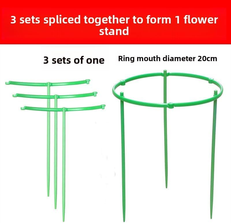 Plant Support Stakes Adjustable Plastic Ring 6 Cross Bars 2 Sets for Potted Plants Seedlings Indoor Outdoor Garden Support, 24.5*20