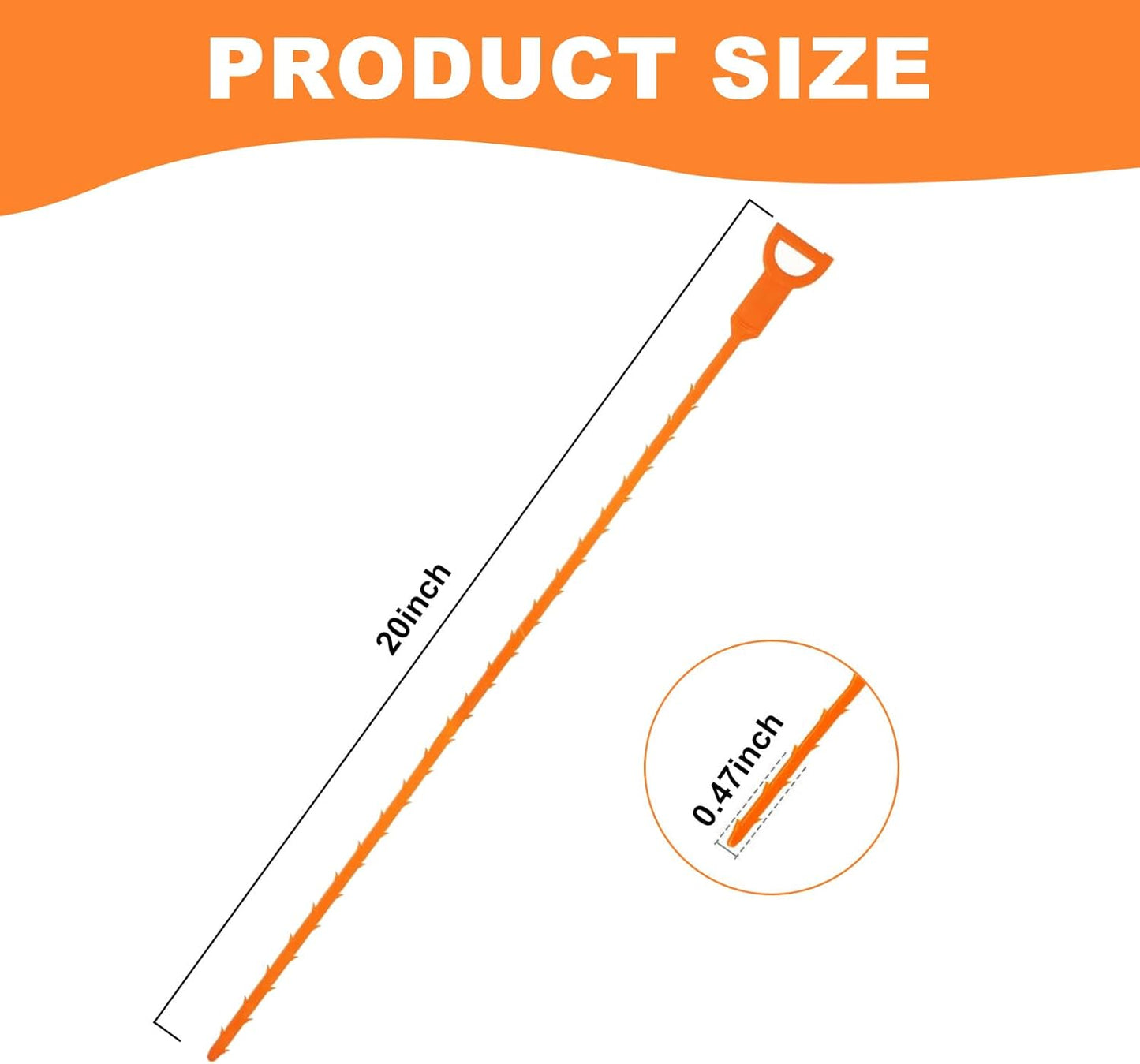 Drain Snake Clog Remover - 4 Pack 20 Inch Flexible Hair Drain Removal Tool for Sink, Shower, Tub & Toilet, Drain Cleaner with Grip Handle - Easy Use Kitchen & Bathroom Drain Opener
