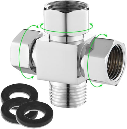 Water Diverter Fitting Adapter, Add-A-Tee G1/2" Hose Connector Adapter for Angle Valve adapter, Shower arms, Toliet Bidet Sprayer, Hose Pipe Fittings (3 Way T2)