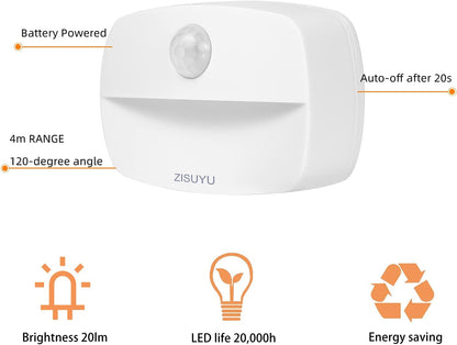 ZISUYU Motion Sensor Light Indoor Led Night Light Stick on Nightlight Battery Operated Lights for Hallway Stair Bathroom Closet Bedroom (Patent Applied)