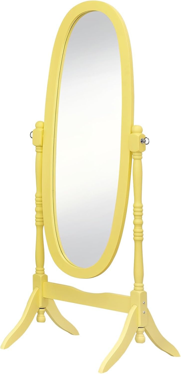 GTU Furniture Swivel Adjustable Full-Length Oval Wood Cheval Stand Floor Mirror(Pink)