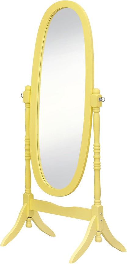 GTU Furniture Swivel Adjustable Full-Length Oval Wood Cheval Stand Floor Mirror(Pink)