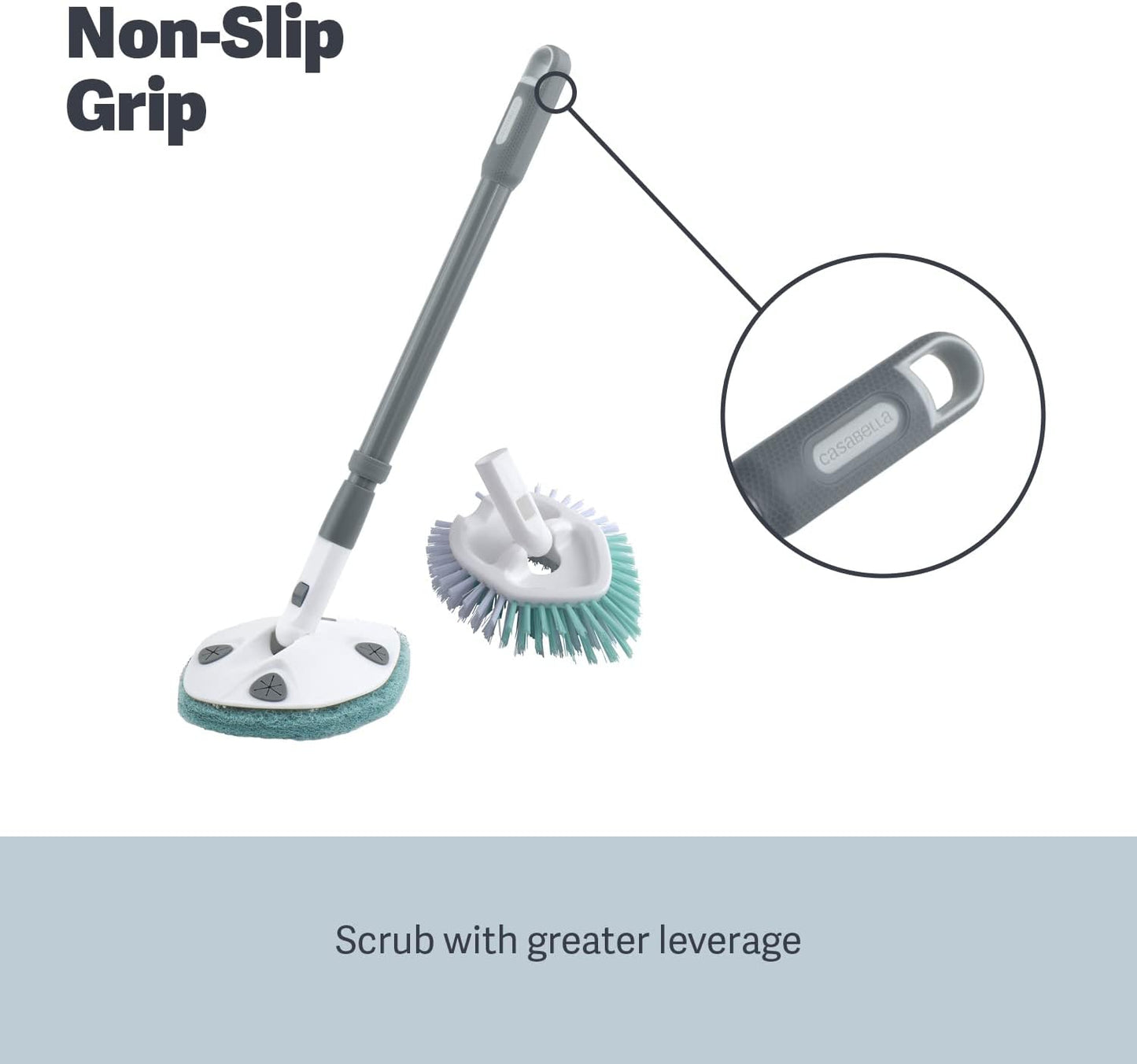 Casabella Tub and Tile Brush with 28 Inch Extendable Handle and Scrubber Pad