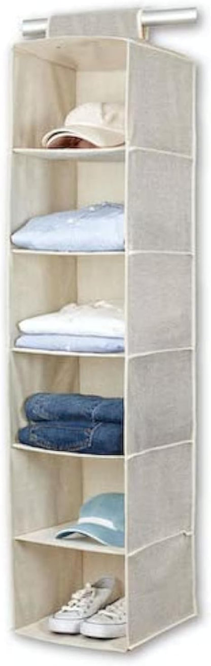 BINO 10-Shelf Shoe Closet Organizer - Beige | Closet Hanging Organizer | Hanging Shoe Rack Storage & Organizer for Bedroom | Hanging Shelves | Portable Closets for Hanging Shoes | Room Essentials