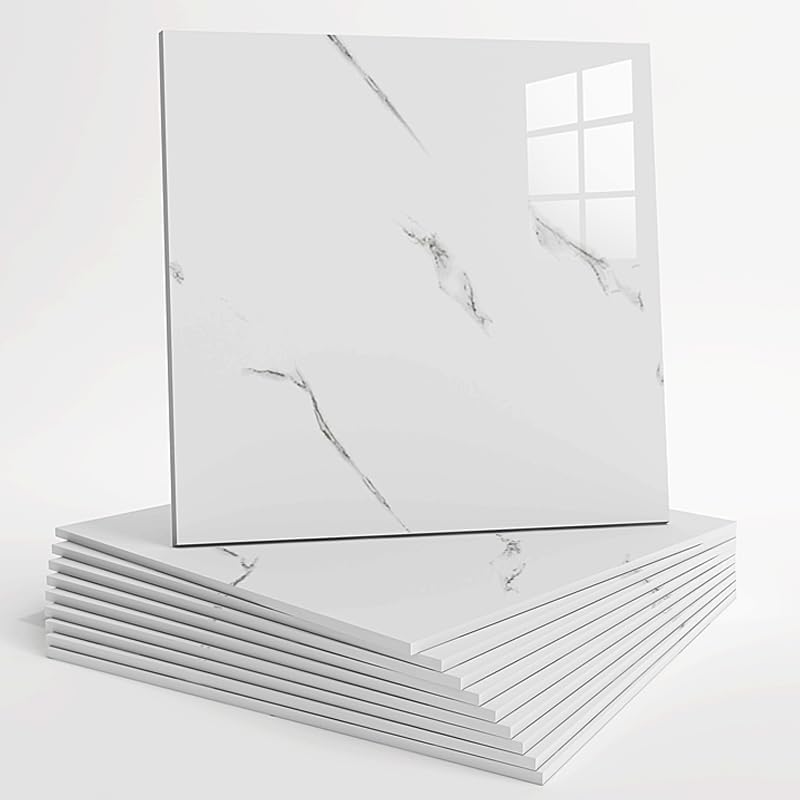 10pcs Peel and Stick Tile Shower Waterproof Marble Tiles Wall Panels, 11.8"x11.8" Self-Adhesive Backsplash Tile, PVC Wall Panels Shower Tiles for Home Bathroom, Kitchen, Living Room Blue