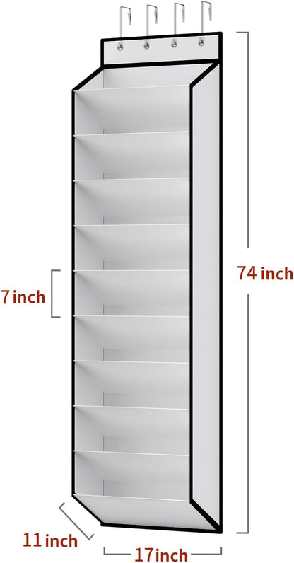 KEEPJOY 10 Tiers White Over Door Shoe Organizer Storage, Hanging Shoe Holder for Door with Large Deep Pockets, Fit 20-30 Pairs Shoe Rack for Sneakers, Boots (White)