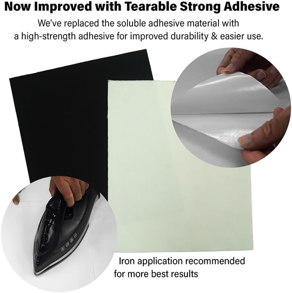 Golf Simulator Screen Patch Kit - Pack of 2 Adhesive Screen Patches (Peel & Stick, Iron-On for Strong Bond)