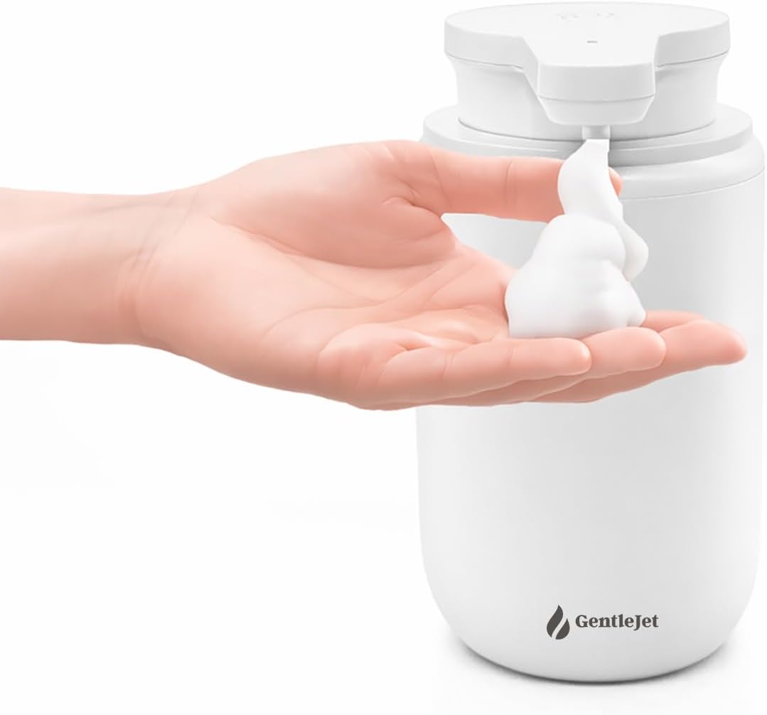 GentleJet SimpleFoam Automatic Foaming Soap Dispenser – Touchless Sensor, USB-C Rechargeable, IPX5 Waterproof, Dual Output for Bathroom Kitchen Sink, ABS Compact Design