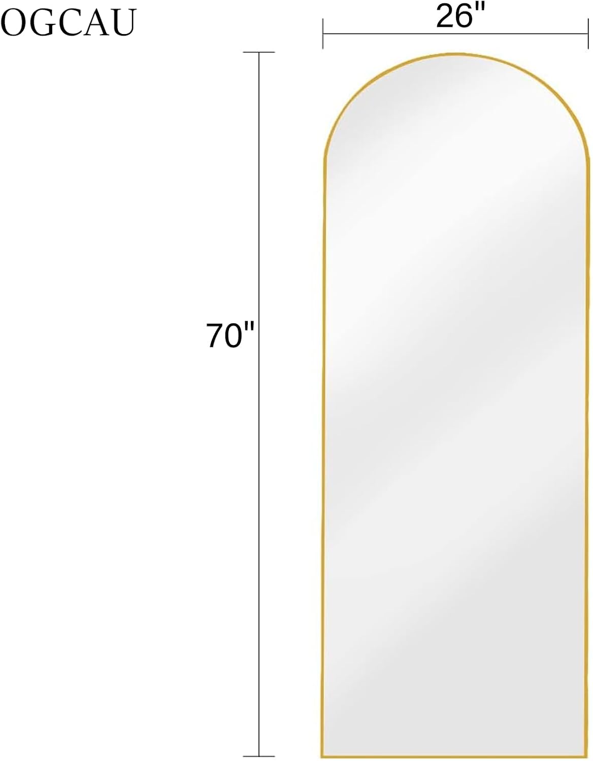 OGCAU Floor Full Length Mirror, 56"x20" Arched Full Body Mirror, Hanging or Leaning, Standing, Wall Mounted with Aluminum Frame for Bedroom Living Room, White