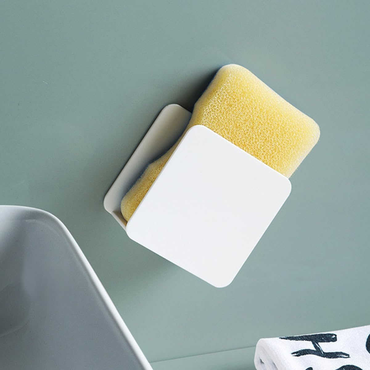 Ipetboom 2 Pcs Punch-free Wall-mounted Sponge Drain Rack and Cleaning Cloth Storage Holder, Plastic Kitchen Sink Organizer with Draining Design over Sink Use