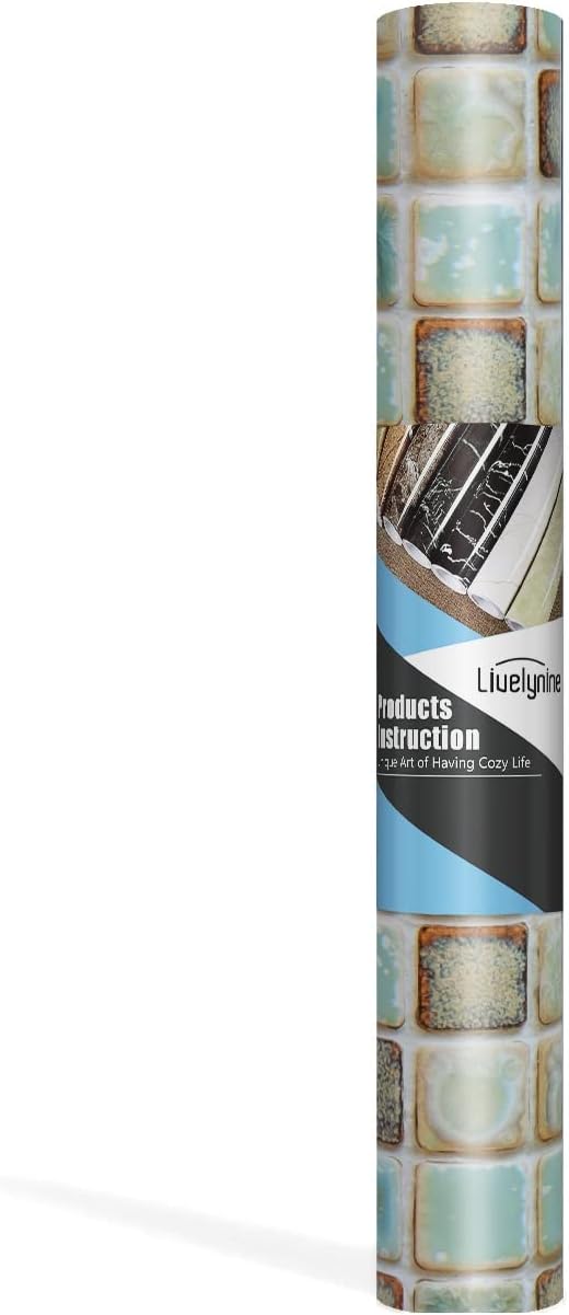 Livelynine Waterproof Wallpaper for Bathroom Shower Wall Decorative Contact Paper Self Adhesive for Furniture Stickers Kitchen Backsplash Tiles Peel and Stick Counter Removable Blue Mosaic 15.8"x78.8"
