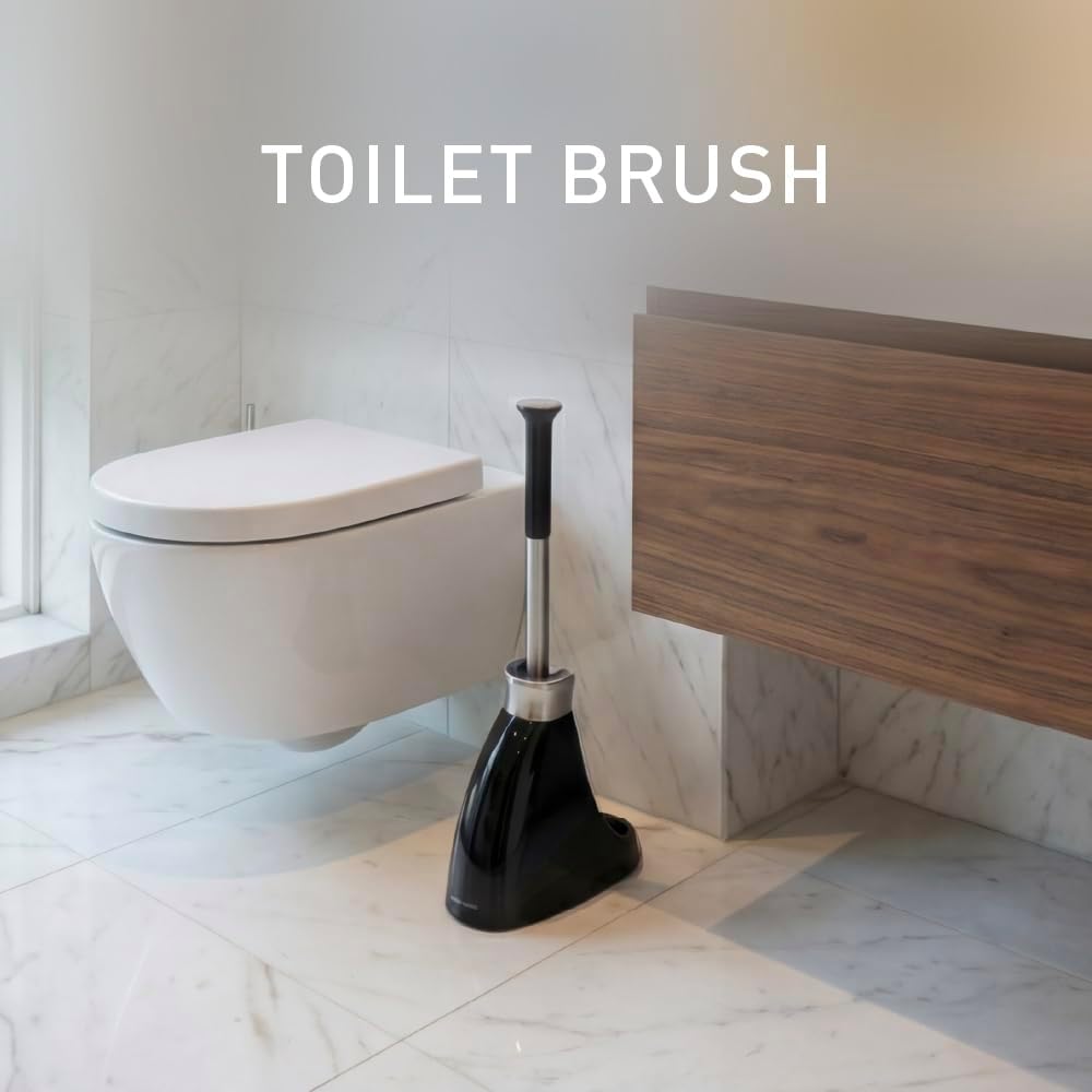 simplehuman Toilet Brush with Caddy, Stainless Steel, White