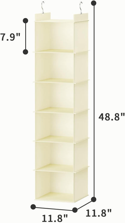 YOUDENOVA Hanging Closet Organizer, 6-Shelf Closet Hanging Shelves, Grey