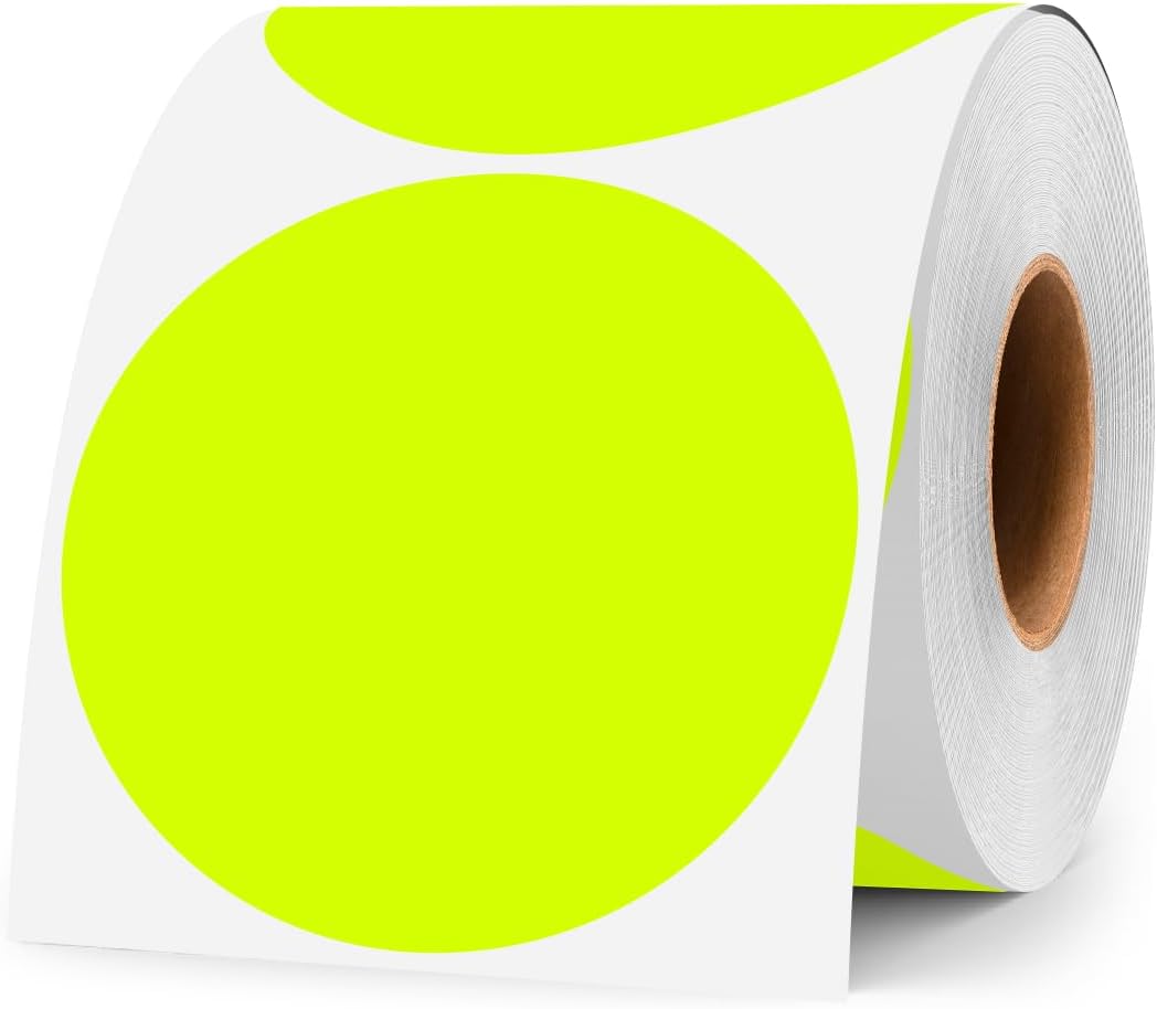 3 Inch White Color Code Dot Stickers,500 PCS Round Labels Stickers in Dispenser Box for Organization, Inventory,Classroom