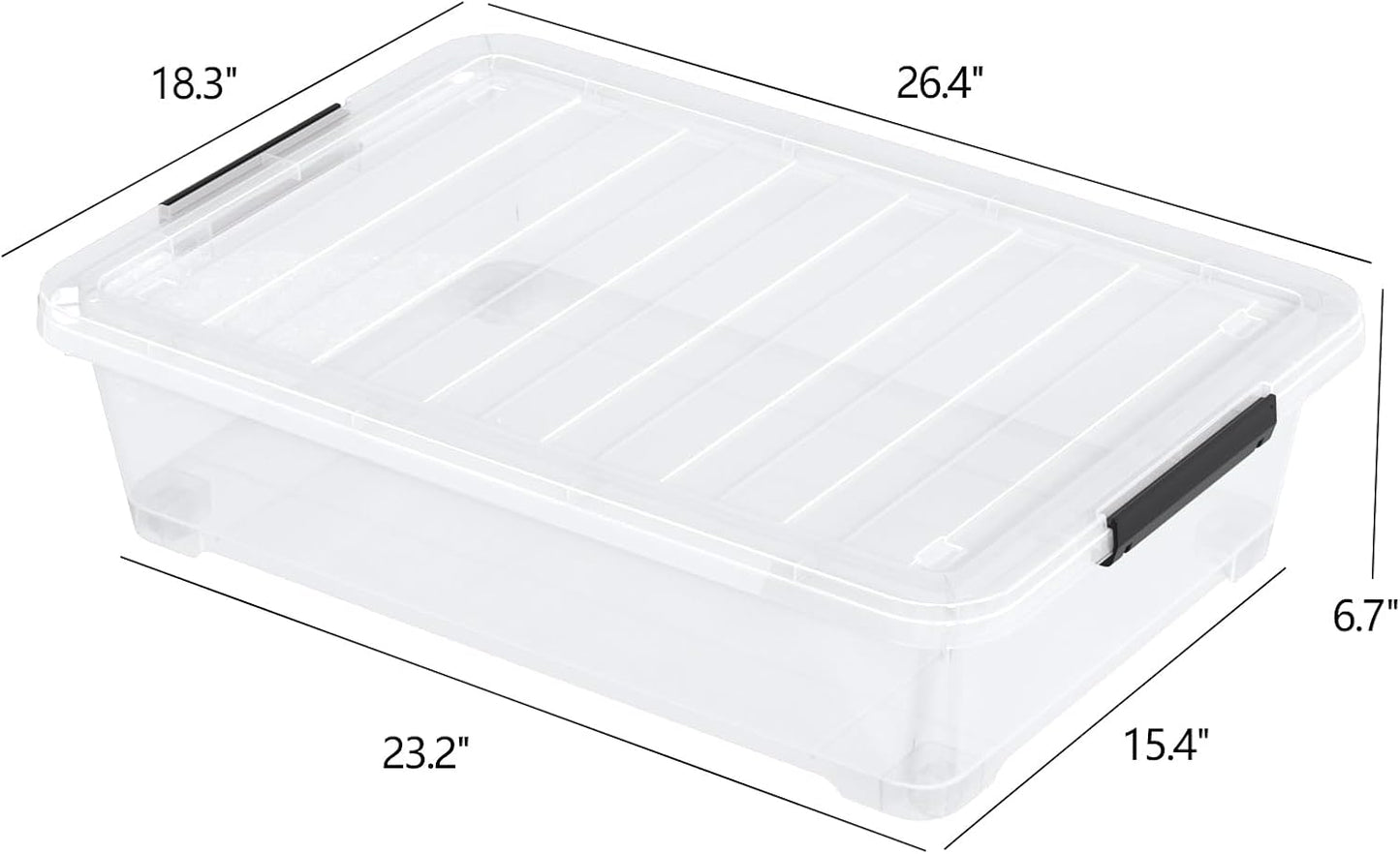 40 Quart Plastic Clear Underbed Storage Bin with Wheels, 3 Packs | Stackable Large Flat Under Bed Organization Boxes with Lids