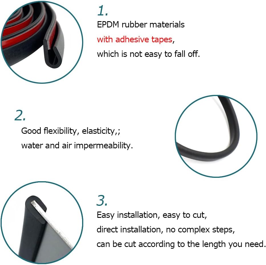 Clear Rubber Edge Trim, U Channel Rubber Seal Strip with Self-Adhesive Tape, Metal Edge Protector Fit for 0.15", 20Ft (236 in)