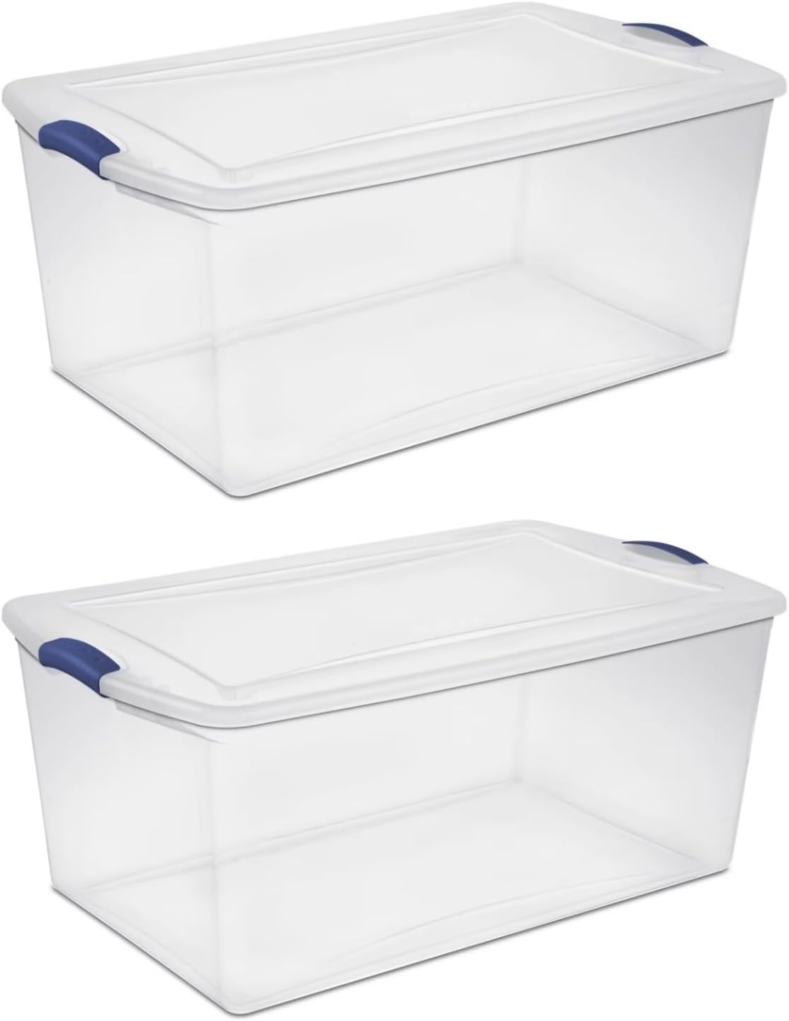 41 Quart Under Bed Storage Bins with Snap-On Lids, 2-Pack, Clear Plastic Stackable Tote Boxes, Closet Storage for Clothes Storage & Bedroom Organization