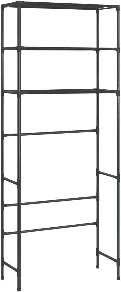 3-Tier Storage Rack Over Laundry Machine, Stainless Steel Over Washer Dryer Shelf, 27.2x11x66.5 Inches Black Organizer for Bathroom and Laundry Room