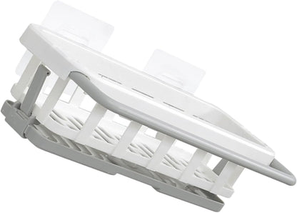 IMIKEYA Kitchen Retractable Dishcloth Holder Wall-mounted Rag Shelf White 210g No-drill Sponge Rack for Sink Organization Home Cleaning Supplies