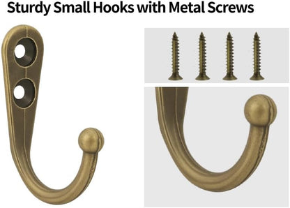 20 Pcs Key Hooks Coat Hooks for Hanging, Key Holder, Wall Mount Hook with Stainless Steel Screws, Command Hooks Utility Hangers for Key, Hat, Cup, Coat, Picture (White)