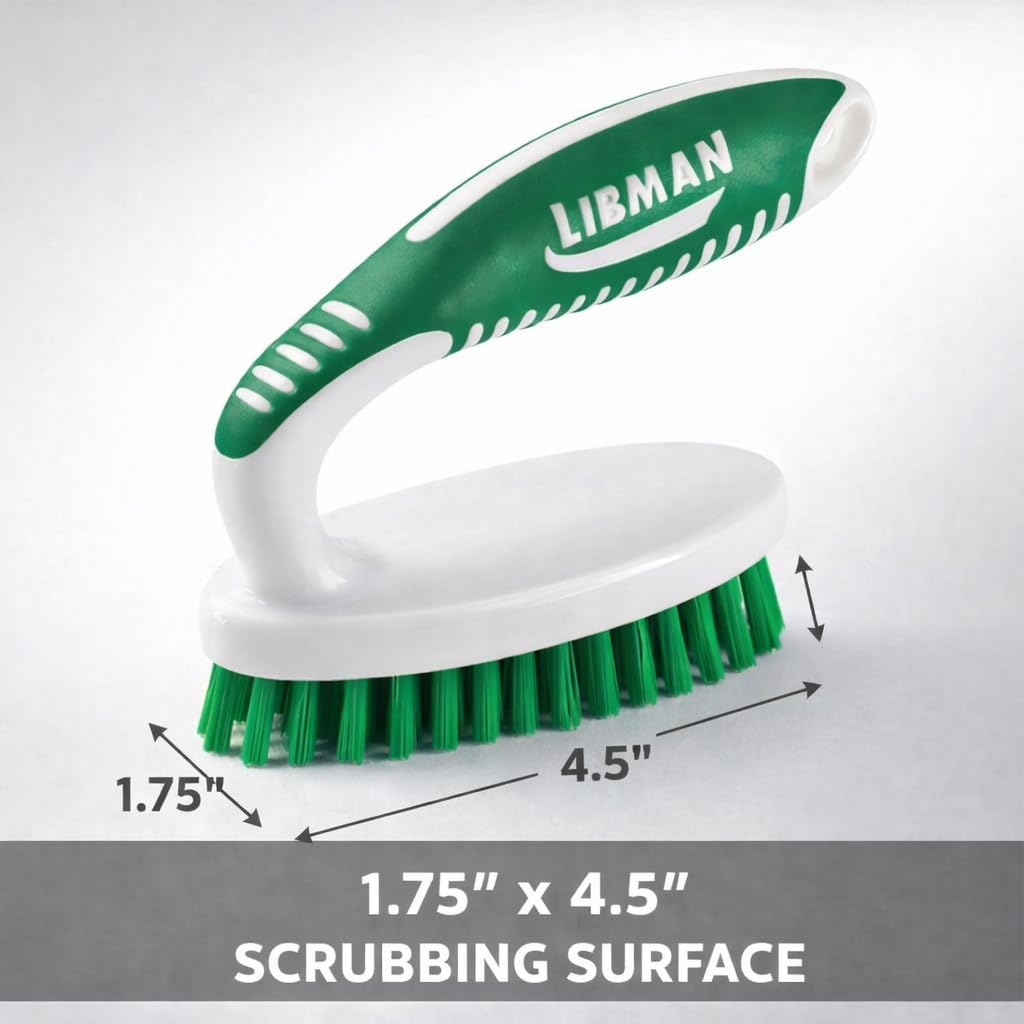 LIBMAN Small Scrub Brush - Heavy Duty Scrub Brush with Strong Stiff Bristles - 3 Pk Durable Cleaning Brushes for Cleaning Bathroom, Kitchen, Floor, Shower, Sink, Tub, Carpet - PET Bristles