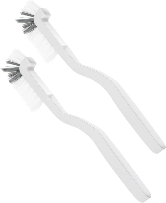 Gjinxi 2Pcs Small Scrub Brushes, Kitchen Scrub Brush with Handle, Right Angle Cleaning Brush, Stiff Bristle Brush for Clean Dish Sink Bathroom Window Track Household Edge Corner Crevice Tile Floor