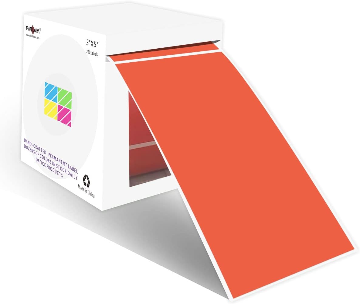 PARLAIM 3 X 5 Inch Rectangle Adhesive Color Coding Stickers,Square Inventory Stickers -250 Per Dispenser Box (Fluorescent Green)