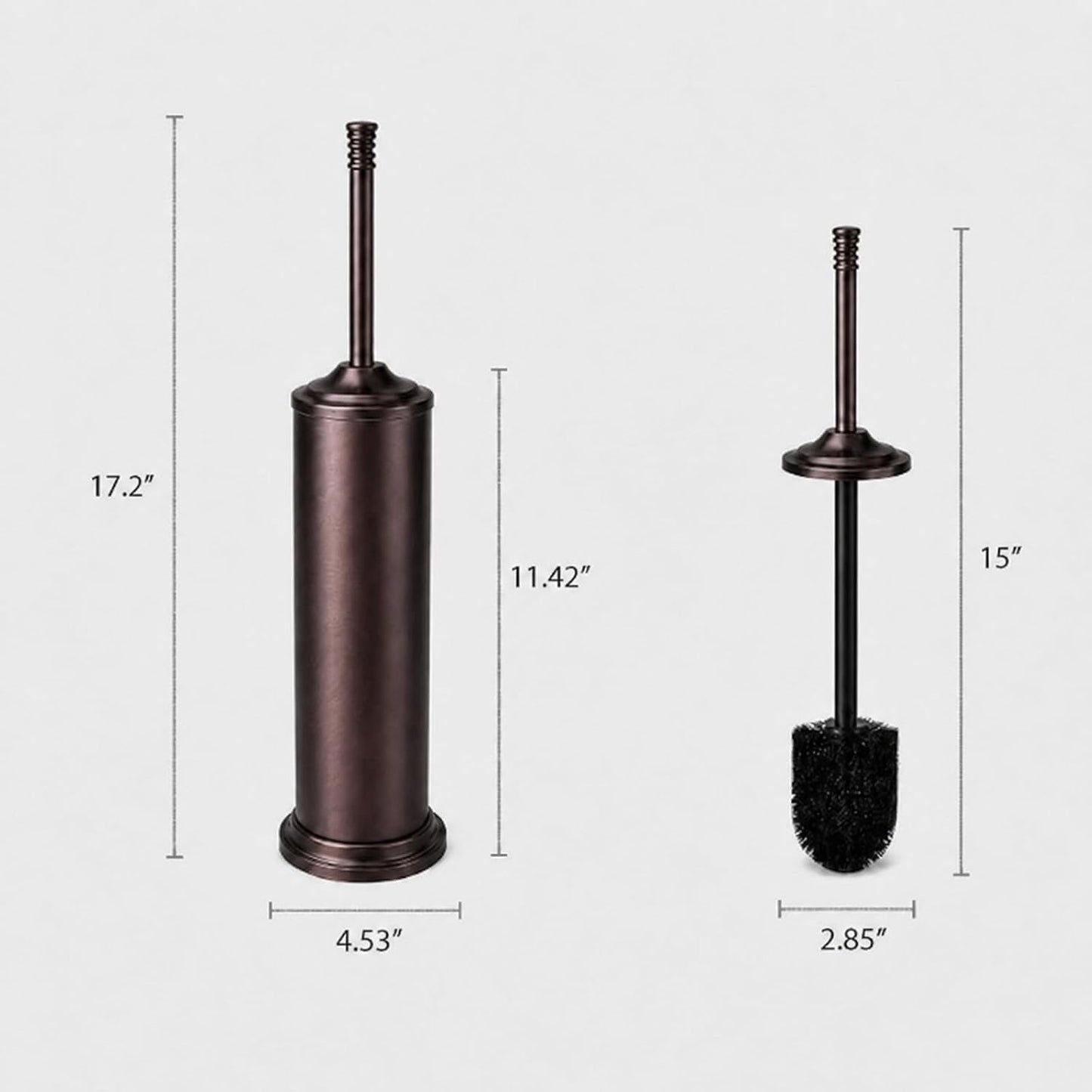 Nickel Toilet Brush and Holder Set，Extra Long Handled Toilet Bowl Brush and Holder，Stainless Steel Heavy Duty Toilet Brush for Bathroom,Deep Cleaning Modern Toilet Cleaner Slip Base