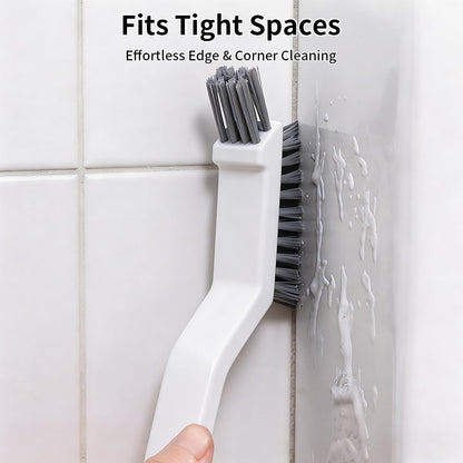 3-in-1 Grout Brush and Crevice Cleaner,with V-Shaped Bristles & Hair Clip-Multi-Surface Gap Cleaning Tool for Bathroom Tiles,Kitchen,Window Tracks,and Narrow Corners (White)