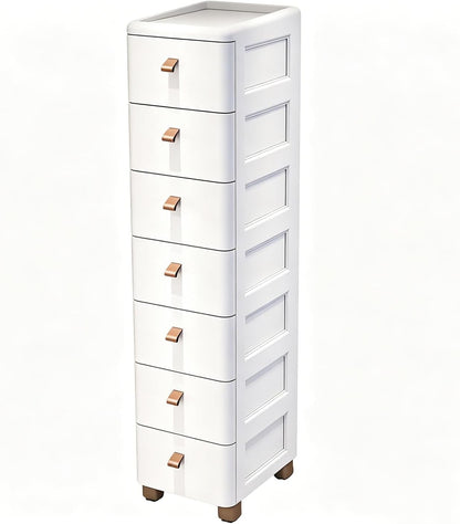 Slim Rolling Storage Cart for Narrow Gaps, 7-Tier Tall Narrow Storage Cabinet with Wheels, Space Saving Organizer for Kitchen, Bathroom, Laundry(A,30cm/11.8in 3-Tier)