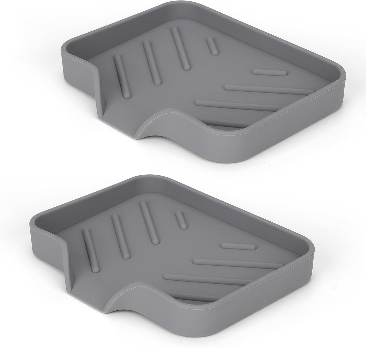 2 Pack Silicone Soap Dish, Self Draining Soap Dish, Non Slip Bar Soap and Sponge Holder for Bathroom Kitchen Sink Counter Organizer Easy to Clean Soap Tray Waterfall Soap Saver