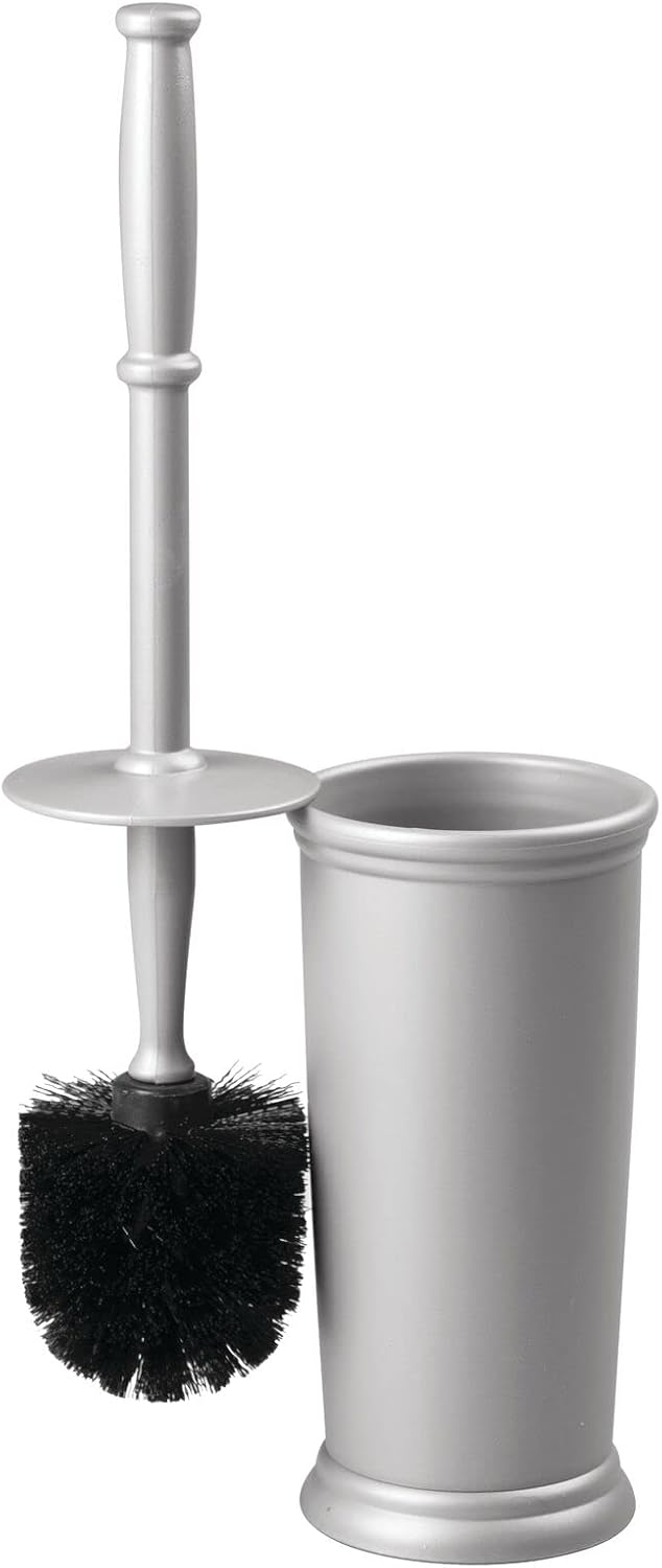 mDesign Metal Freestanding Slim Toilet Bowl Brush and Holder