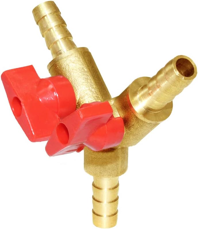 Joywayus 3/8" ID Hose Barb, Y Shaped Type 3 Way Brass Shut Off Ball Valve Fitting Large Flow Upgraded Version